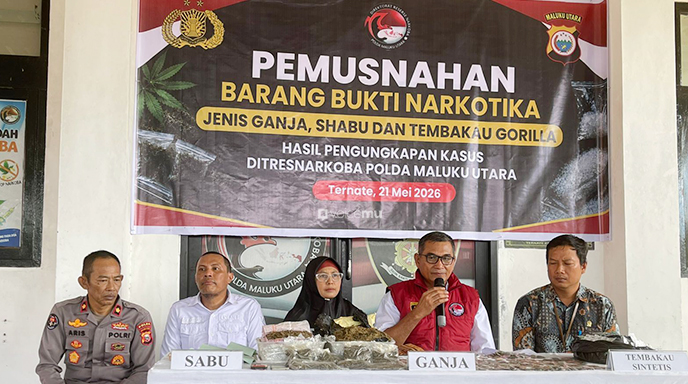 Polda Malut Musnahkan Narkoba dan 3.720 Butir Obat Keras